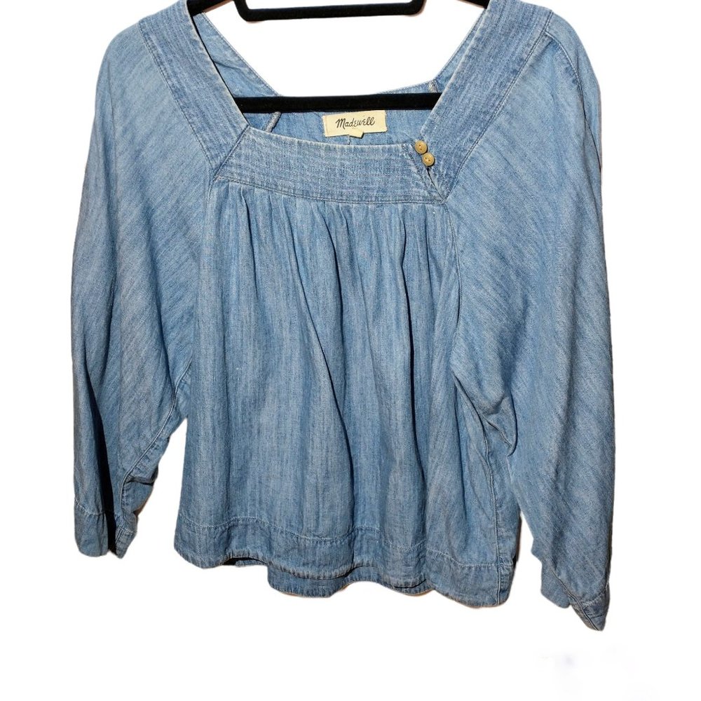 Madewell Chambray Peasant Top